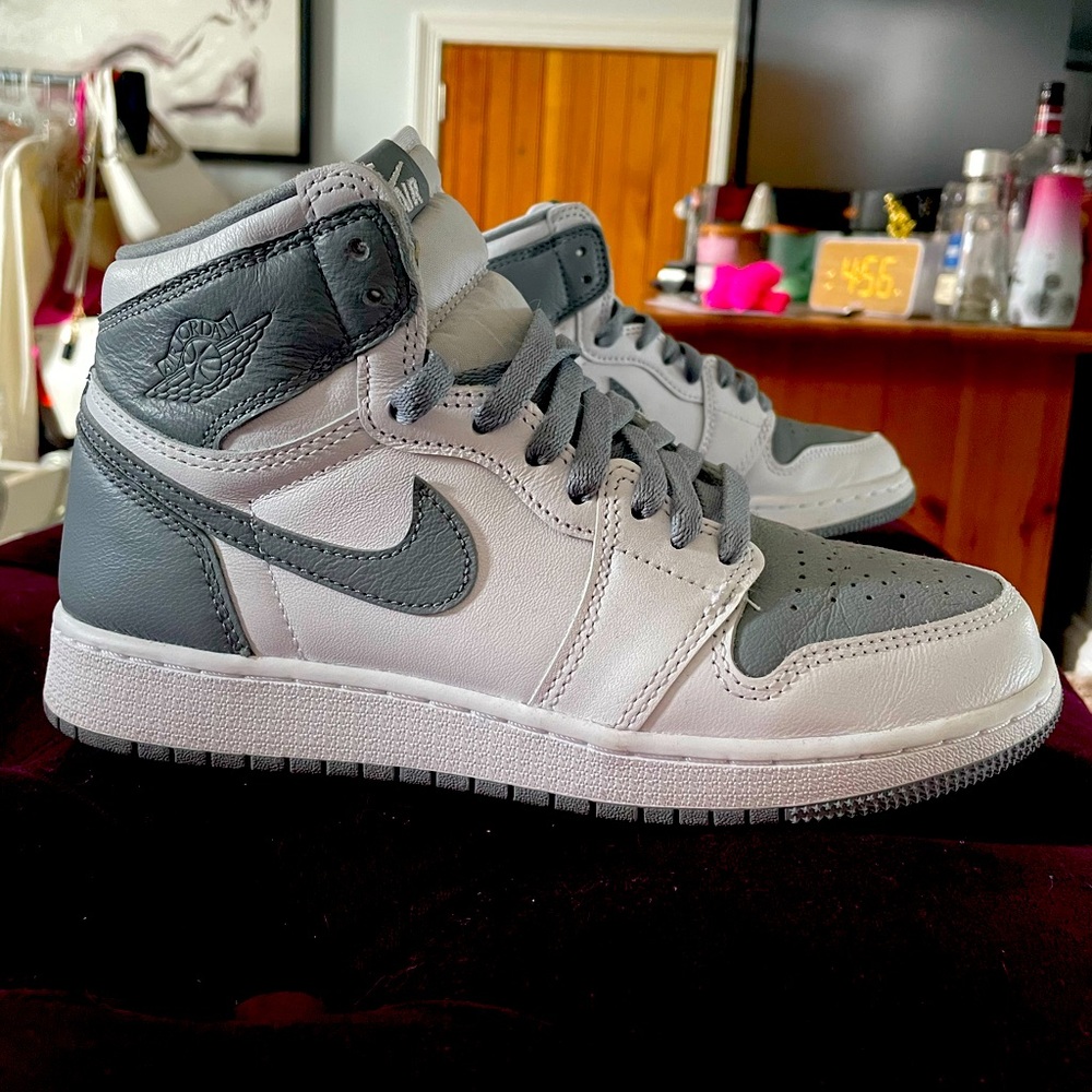Grey and White Nike Jordan’s